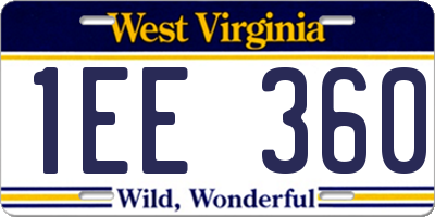 WV license plate 1EE360