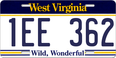 WV license plate 1EE362