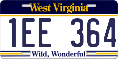WV license plate 1EE364