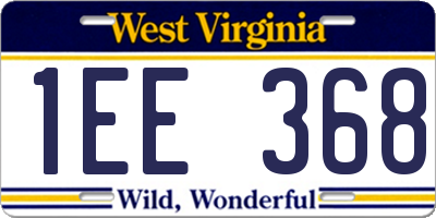 WV license plate 1EE368