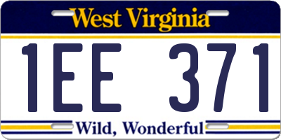 WV license plate 1EE371