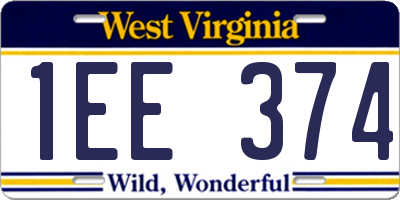 WV license plate 1EE374