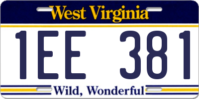 WV license plate 1EE381