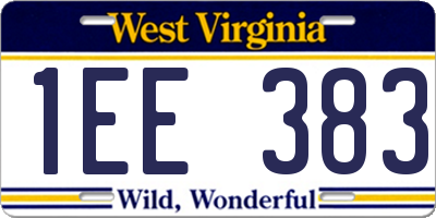 WV license plate 1EE383