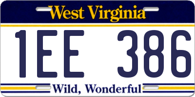 WV license plate 1EE386