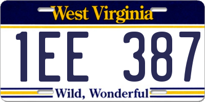 WV license plate 1EE387