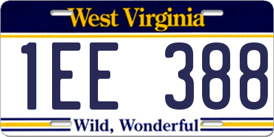 WV license plate 1EE388