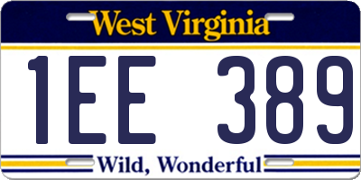 WV license plate 1EE389