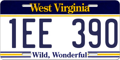 WV license plate 1EE390