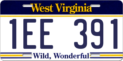 WV license plate 1EE391