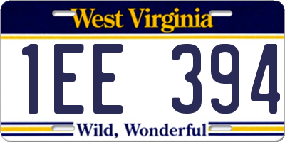 WV license plate 1EE394