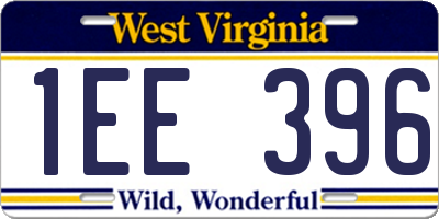WV license plate 1EE396