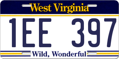 WV license plate 1EE397