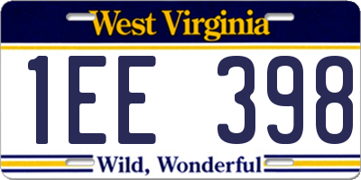 WV license plate 1EE398