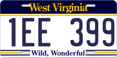 WV license plate 1EE399