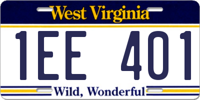 WV license plate 1EE401