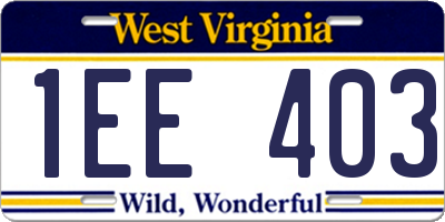 WV license plate 1EE403