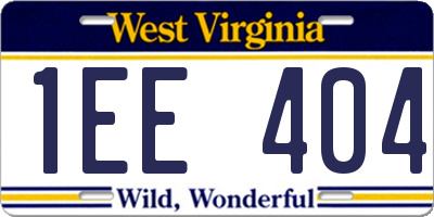 WV license plate 1EE404