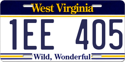 WV license plate 1EE405