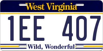WV license plate 1EE407