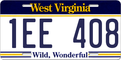 WV license plate 1EE408