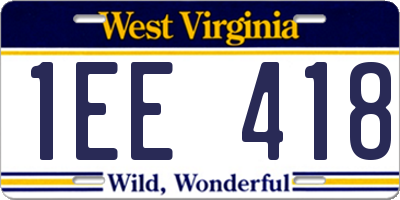 WV license plate 1EE418