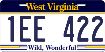 WV license plate 1EE422