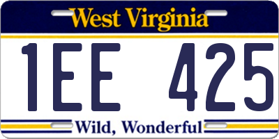WV license plate 1EE425