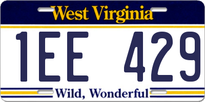 WV license plate 1EE429