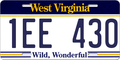 WV license plate 1EE430