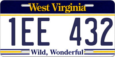 WV license plate 1EE432