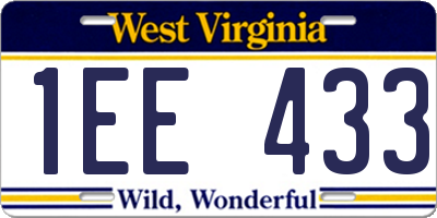 WV license plate 1EE433