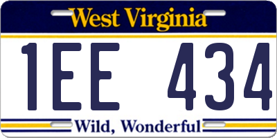 WV license plate 1EE434