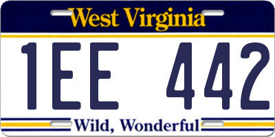 WV license plate 1EE442