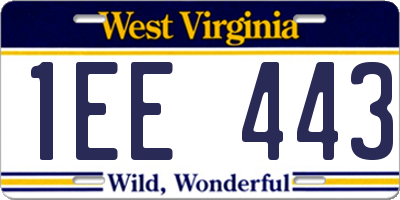 WV license plate 1EE443