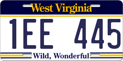 WV license plate 1EE445
