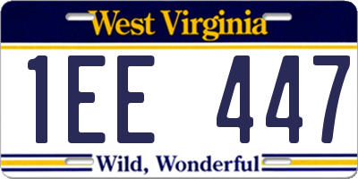WV license plate 1EE447