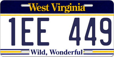 WV license plate 1EE449