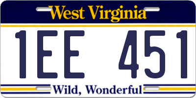 WV license plate 1EE451