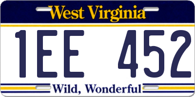 WV license plate 1EE452