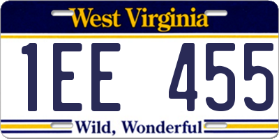 WV license plate 1EE455