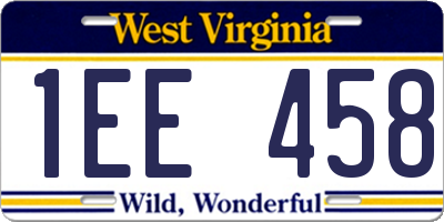 WV license plate 1EE458