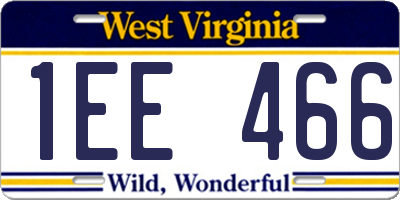 WV license plate 1EE466