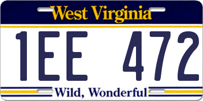 WV license plate 1EE472