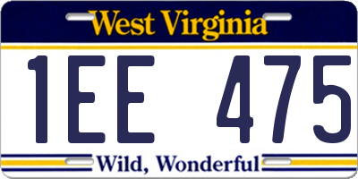 WV license plate 1EE475