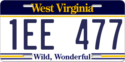 WV license plate 1EE477