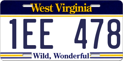 WV license plate 1EE478