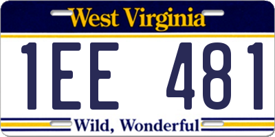 WV license plate 1EE481