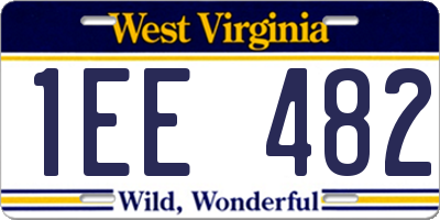 WV license plate 1EE482