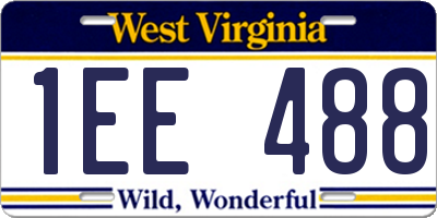 WV license plate 1EE488
